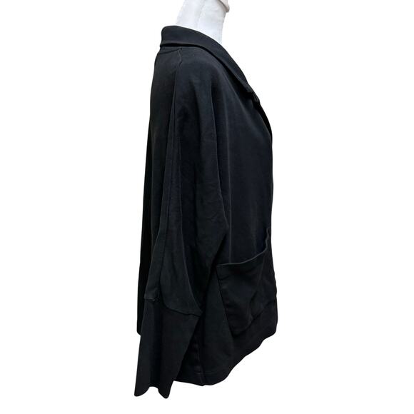 Pact Black Organic Cotton Knit Airplane Relaxed Button Front Blazer XL - Picture 3 of 5